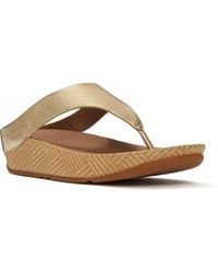 Fitflop - Lulu Lux Graphic-Weave Toe-Post Leather Platino Sandals - Lyst