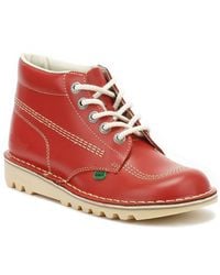Kickers Leather Kick Hi Boots - Red