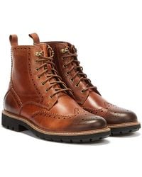 Clarks Batcombe Lord Dark Leather Boots - Brown