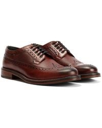 Ben Sherman - Archie Brogue Leather Burgundy Lace-Up Shoes - Lyst
