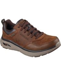 Skechers - Arch Fit Crosser Ronaldo Leather Dark Lace-Up Shoes - Lyst