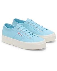 Superga - 2740 Platform Cotton Crystal Azul Trainers - Lyst
