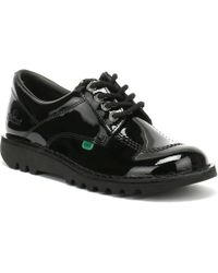 womens black patent kickers