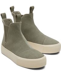 TOMS - Fenix Platform Leather Vetiver Flat Chelsea Boots - Lyst