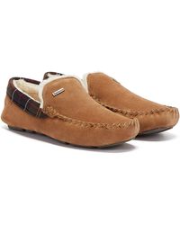 Barbour Suede Moccasin Monty Slippers - Brown