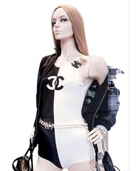 Chanel Black And White Classic Swimming Fr 36 One-piece Bathing Suit