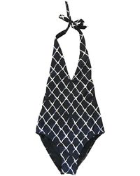 Chanel Navy Coco Beach Collection 2018 Quilted Print Cc Logos Swimsuit One-piece Bathing Suit - Blue