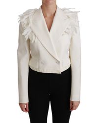 Dolce & Gabbana - White Double Breasted Coat Wool Jacket - Lyst