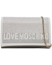 Love Moschino - Chic Rhinestone-embellished Faux Leather Shoulder Bag - Lyst