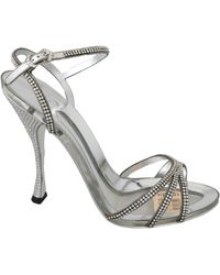 Dolce & Gabbana - Silver Crystal Ankle Strap Sandals Shoes - Lyst