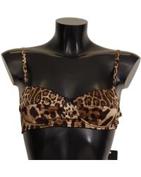 Dolce & Gabbana Brown Leopard Bra Nylon Spandex Underwear - Black