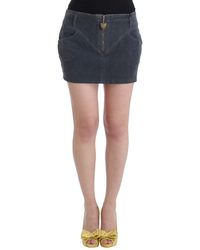 Cavalli Blue Corduroy Mini Skirt