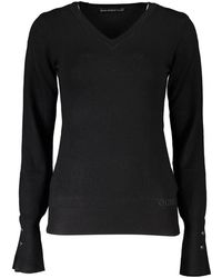 Guess - Sleek V-Neck Embroidered Sweater - Lyst