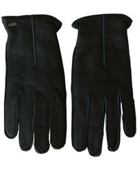 Dolce & Gabbana Black Leather Deer Skin Biker Mitten Gloves