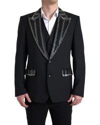 Dolce & Gabbana - Black Embellished Wool 2 Piece Sicilia Suit - Lyst
