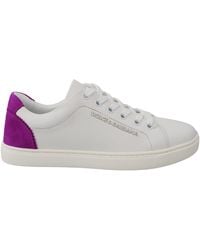 Dolce & Gabbana - White Purple Leather Logo Shoes - Lyst