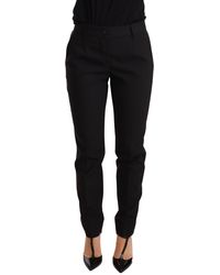 Kleding Dameskleding Broeken & Capriboeken Broeken size 36/ US 2 black classic wool crepe straight leg trousers Dolce & Gabbana pants 