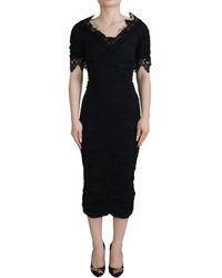 Dolce & Gabbana - Elegant Sheath Short Sleeve Midi Dress - Lyst