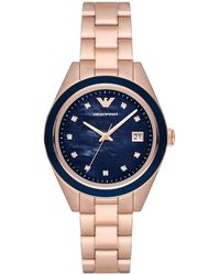 Emporio Armani Rose Gold Watches - Blue