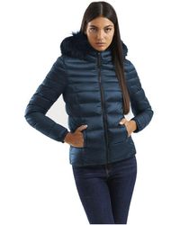 Refrigiwear - Blue Padded Down Jacket With Fur Hood - Lyst