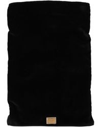 Dolce & Gabbana Black Velvet Holder Logo Plaque Pouch Bag
