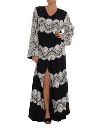 Dolce & Gabbana - Dolce Gabbana Black Silk Floral Lace Kaftan Dress - Lyst