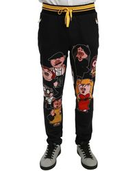 Dolce & Gabbana Year Of The Pig Cotton Trousers - Black
