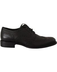Mens Shoes Lace-ups Oxford shoes Dolce & Gabbana Black Leather Oxford Wingtip Formal Dress Shoes for Men 