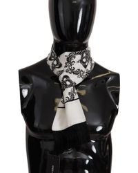 Dolce & Gabbana - White Silk Royal Crown Wrap Shawl Fringe Scarf - Lyst
