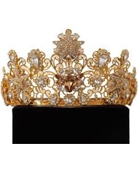 Dolce & Gabbana - Tone Brass Star Clear Crystal Crown Diadem Tiara - Lyst