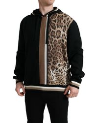 Dolce & Gabbana - Black Leopard Hooded Sweatshirt Sweater - Lyst
