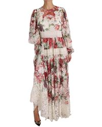 Dolce & Gabbana - Floral Silk Maxi A-line Shift Dress - Lyst