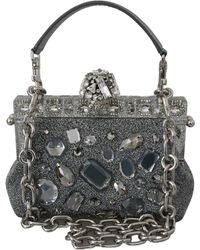 Dolce & Gabbana Vanda Crystal Clutch Handbag Shoulder Purse - Metallic