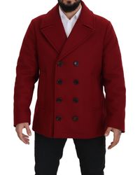 Dolce & Gabbana - Red Wool Double Breasted Coat Jacket - Lyst