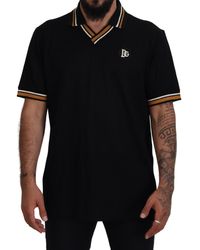 Dolce & Gabbana - Black Silk Collar Short Sleeve Polo T-shirt - Lyst