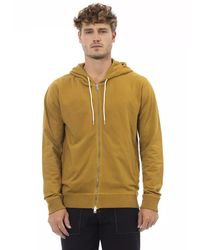 Alpha Studio - Hooded Zip-up Sweatshirt With Side Pockets And Ribbed Details - Lyst