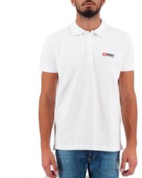 DIESEL - Pristine White Cotton Polo With Contrasting Logo - Lyst
