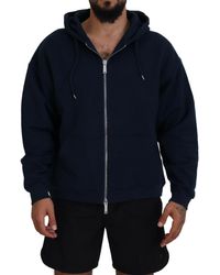 DSquared² - Blue Cotton Hooded Full Zip Men Jacket Sweater - Lyst