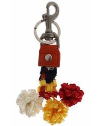 Dolce & Gabbana - Red White Raffia Leather Clasp Finder Keyring Keychain - Lyst