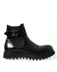 Dolce & Gabbana - Black Chelsea Belted Dg Logo Boots Shoes - Lyst