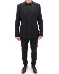 Dolce & Gabbana - Black Striped Double Breasted Slim Fit Suit - Lyst