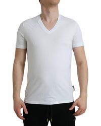 Dolce & Gabbana - Cotton V-Neck Short Sleeve Underwear T-Shirt - Lyst