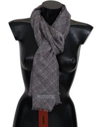 Womens Mens Accessories Mens Scarves and mufflers Save 36% Missoni Gray Stripes Pattern 100% Wool Unisex Neck Wrap Scarf 