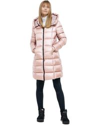 Refrigiwear - Elegant Pink Long Down Jacket With Maxi Hood - Lyst
