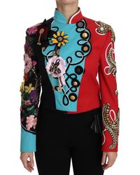 Veste bomber à plaque logo Synthétique Dolce & Gabbana en coloris Rouge Femme Vêtements Vestes Vestes casual 