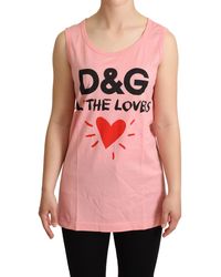 Dolce & Gabbana Cotton Logo Tape Crop Top in Pink Womens Clothing Tops Sleeveless and tank tops 