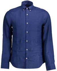 GANT - Blue Linen Shirt - Lyst