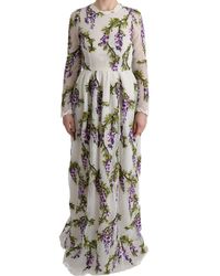 Dolce & Gabbana - White Floral Embroidered Maxi Dress - Lyst