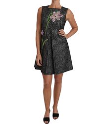 Dolce & Gabbana - Dolce Gabbana Gray Tulip Embroidered A-line Shift Dress - Lyst