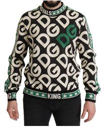 Dolce & Gabbana Green Black Cotton Pullover Mania Logo Sweater